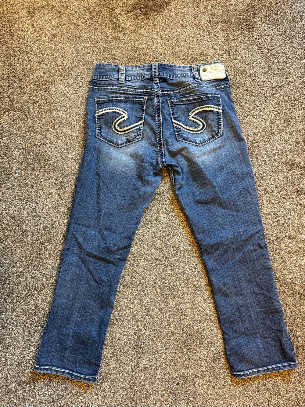 Silver Capri Women's Blue Cropped Contrast Pocket Stitching